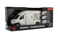 Mașină de transport animale din plastic 28cm cu cal pe volan cu lumină cu sunet gri în cutie