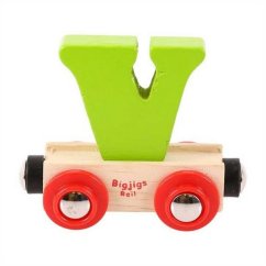 Bigjigs Rail Wagon Voie ferrée en bois - Lettre V
