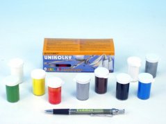 Farby modelarskie Unikolky zestaw 9 kolorów + lakier matowy