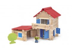 Jeujura Juego de construcción de madera 140 piezas Little House