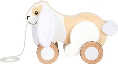 kis lábú fából készült húzójáték nyúl zörgő fülekkel