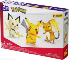 Mega Construx - zbuduj i wyświetl Pikachu i jego trio rozwojowe.