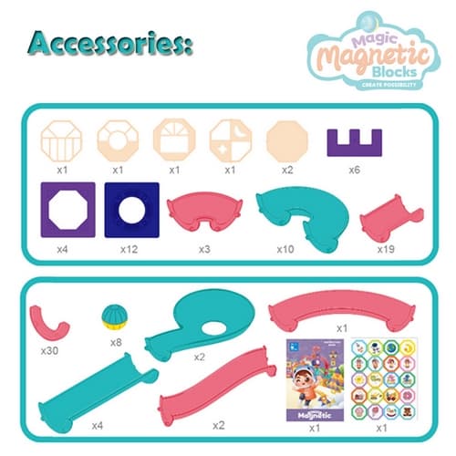 Magnetická stavebnice Dráha 107 ks