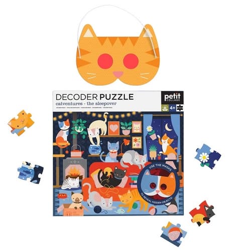 Petit Collage Puzzle gatti 100 pezzi con occhiali 3D