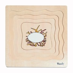 Casse-tête en bois sur planche Évolution de la poule