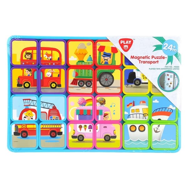 Puzzle magnetico da trasporto in plastica in lamina 30x20x1cm 12 pezzi in scatola 24m+