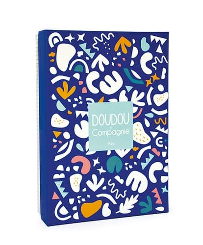 Doudou Coffret cadeau - Jouet avec porte-tétine dinosaure bleu 23 cm
