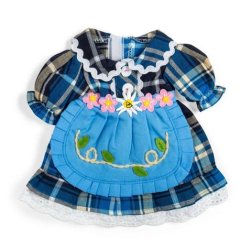 Bigjigs Toys Modré kockované šaty pre bábiku 34 cm
