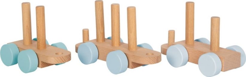 small foot Nasazování Dřevěný vláček modrý