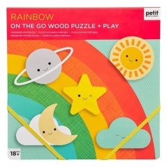 Petit Collage Puzzle arc-en-ciel en bois robuste