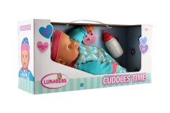 Păpușă pentru copii 40cm corp moale cu sticlă cu suzetă în cutie