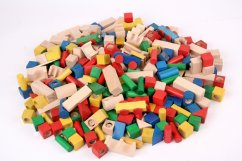 EkoToys Cubos de madera de colores 500 unidades