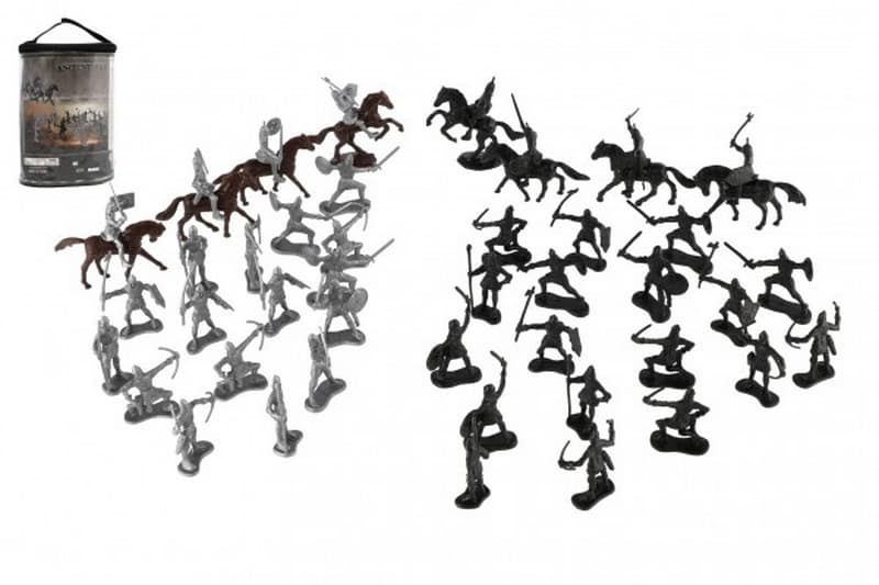 Figurki rycerzy z końmi plastikowe 5-7cm w torbie