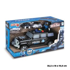 Jeep policyjny z samochodami