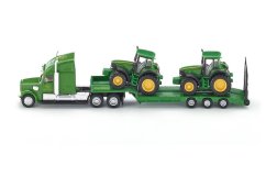 SIKU Farmer 1837 - Tahač s podvalníkem a traktory John Deere, měřítko 1:87