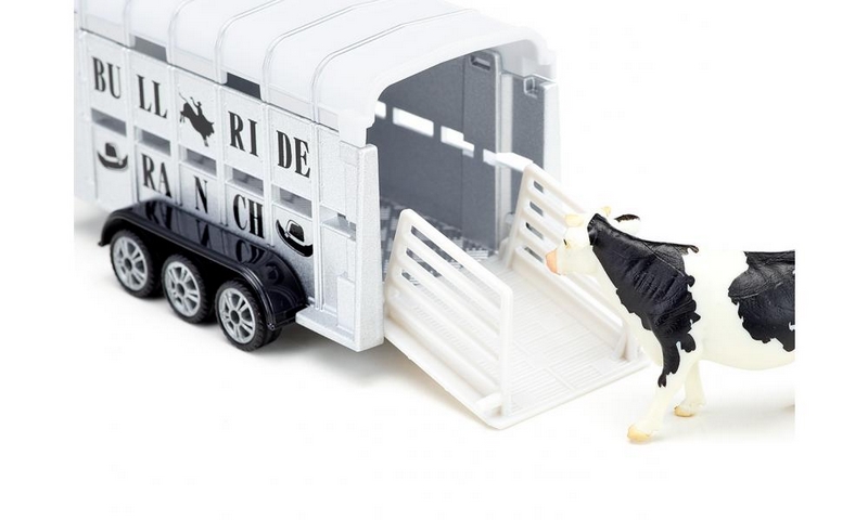 Granja mundial SIKU con coche para transportar el ganado