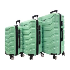 Bavy Cestovní kufr skořepinový Ribs Light green - set 3 ks