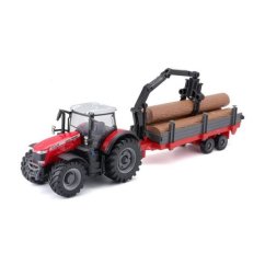 Bburago 10cm Tractor agricol cu volan ?i Massey Ferguson 8740S