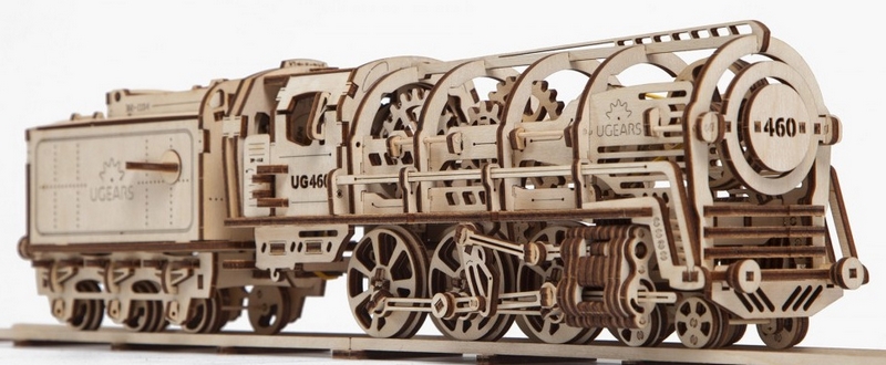 Ugears 3D Puzzle meccanico in legno Locomotiva a vapore 4-6-0 con tender