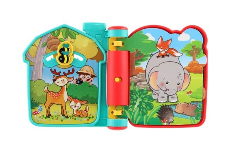 Livre de jeux safari éducatif, en plastique, fonctionnant sur piles avec son dans la boîte