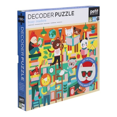 Petit Collage Puzzle Library 100 pezzi con occhiali 3D