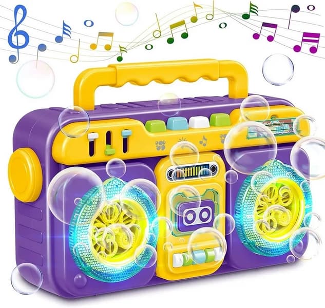 Bublinkové rádio so svetlom a hudbou fialovej farby