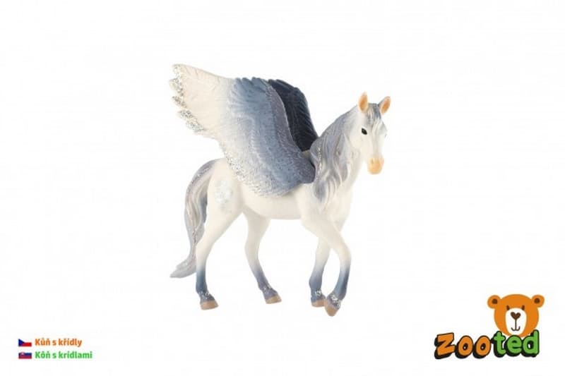 Ló szárnyakkal fehér-szürke zoot műanyag 14cm zacskóban