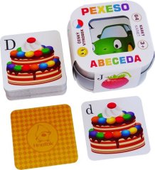 Alfabet Pexeso 64 karty w blaszanym pudełku