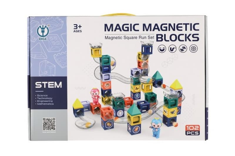 Magnetická guličková dráha s plastovými figúrkami 102ks v krabici