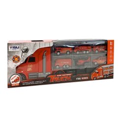 Bavytoy Camion cu camioane de pompieri