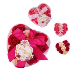 Mýdlový květ růže 9x3g v krabičce ve tvaru srdce