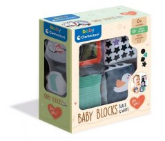 Clemmy baby - blocchi tessili per bambini in bianco e nero, 4 pezzi