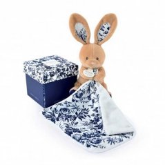 Zestaw upominkowy Doudou - pluszowy królik i kocyk niebieski
