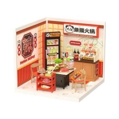 RoboTime 3D drewniana układanka Miniatura domku Azjatycka restauracja Panda Hot Pot