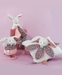 Doudou Coffret cadeau - Lapin en peluche jouant de la mélodie rose 20 cm