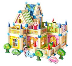 2Kids Toys Dřevěná stavebnice Zámek barevný