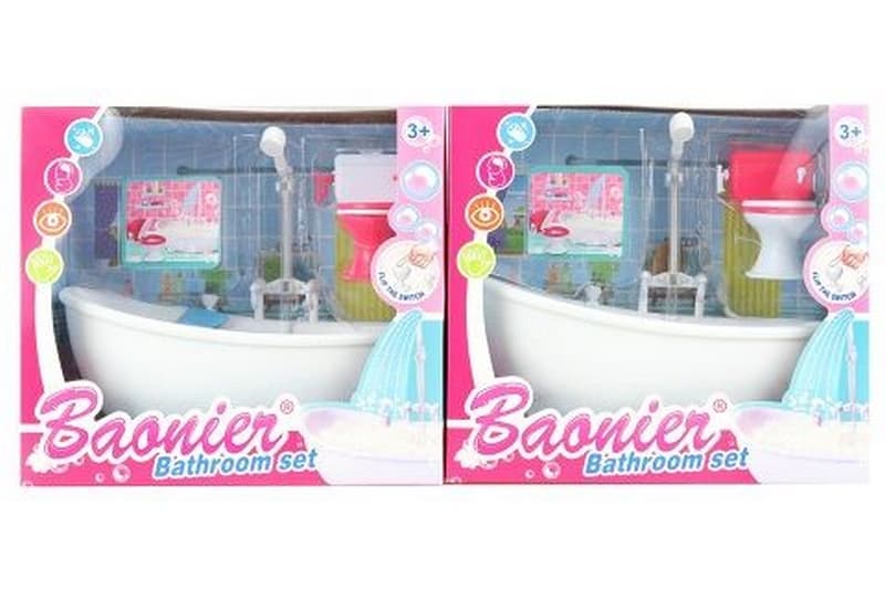 Ensemble bain + toilette pour poupées robinet