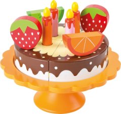 Petit pied en bois pour gâteau d'anniversaire aux fruits