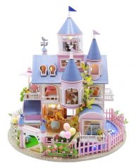 Két gyermek miniatűr ház Tündérmese kastély