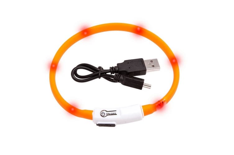 Karlie LED světelný obojek pro kočky oranžový obvod 20-35cm