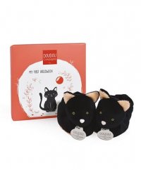 Doudou Set de regalo - Primer set de patucos gato negro 0-6 meses