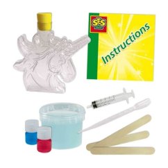 Production de slime - une licorne colorée dans un tube
