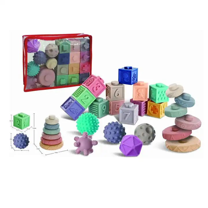 Bavytoy Montessori Blocuri și mingi Montessori - set