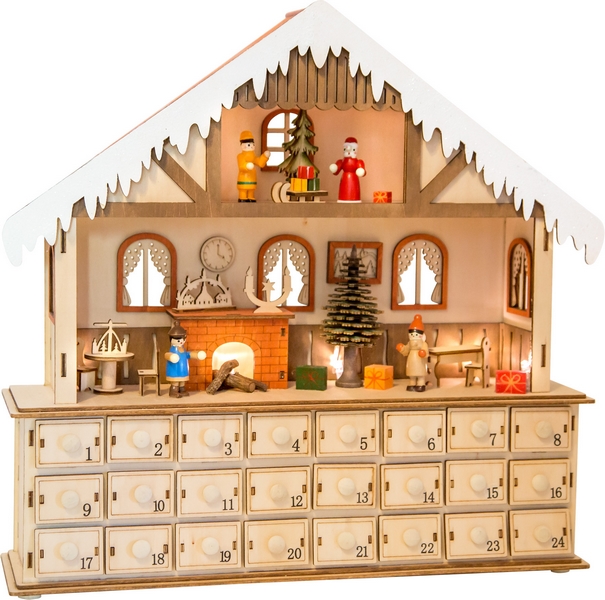 Micul picior din lemn Calendar Advent din lemn Magic Christmas House