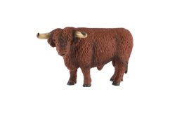 Taur din plastic zooted Scottish Highland Cattle 15cm