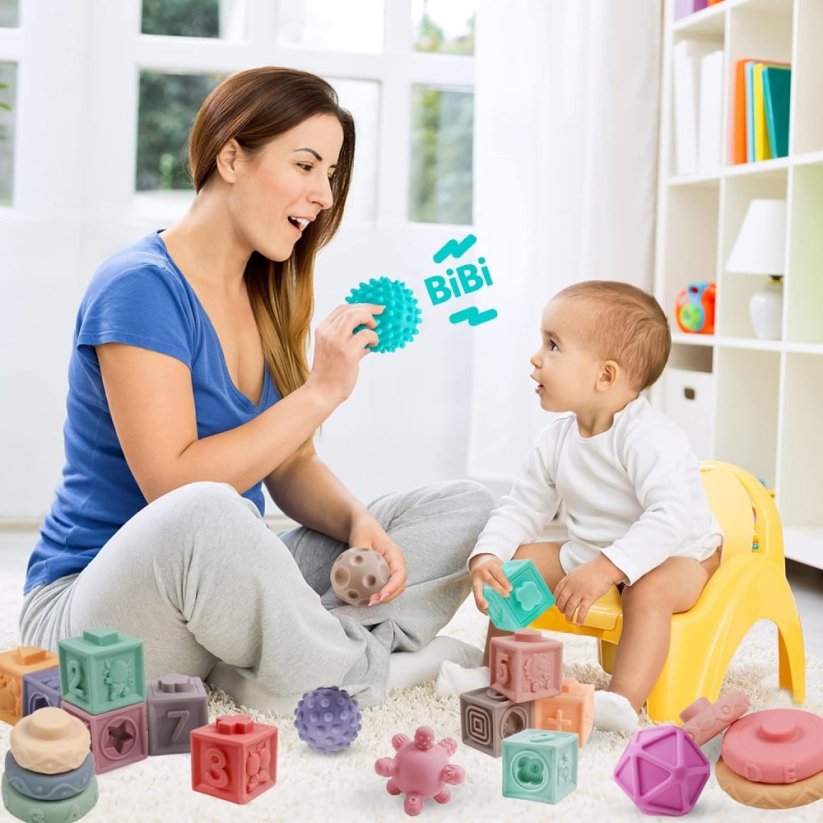 Bavytoy Montessori Blocuri și mingi Montessori - set