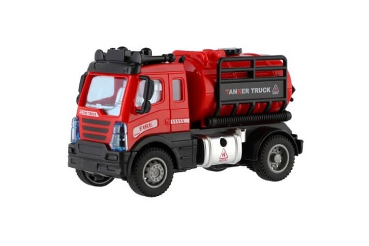 Auto hasiči s cisternou plast 12cm na zpětné natažení v krabičce 17x12x8cm