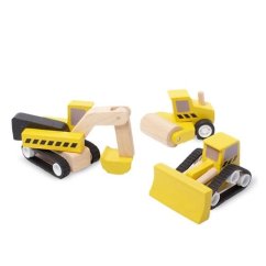 Autíčka pro stavbu silnic: buldozer, válec, bagr - PlanToys