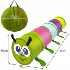Tunel de târâre pentru copii în formă de omidă 165 cm, colorat