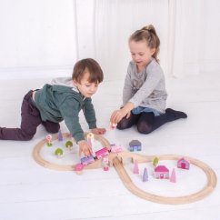 Bigjigs Rail Vía del tren de madera Ocho para princesas 40 piezas